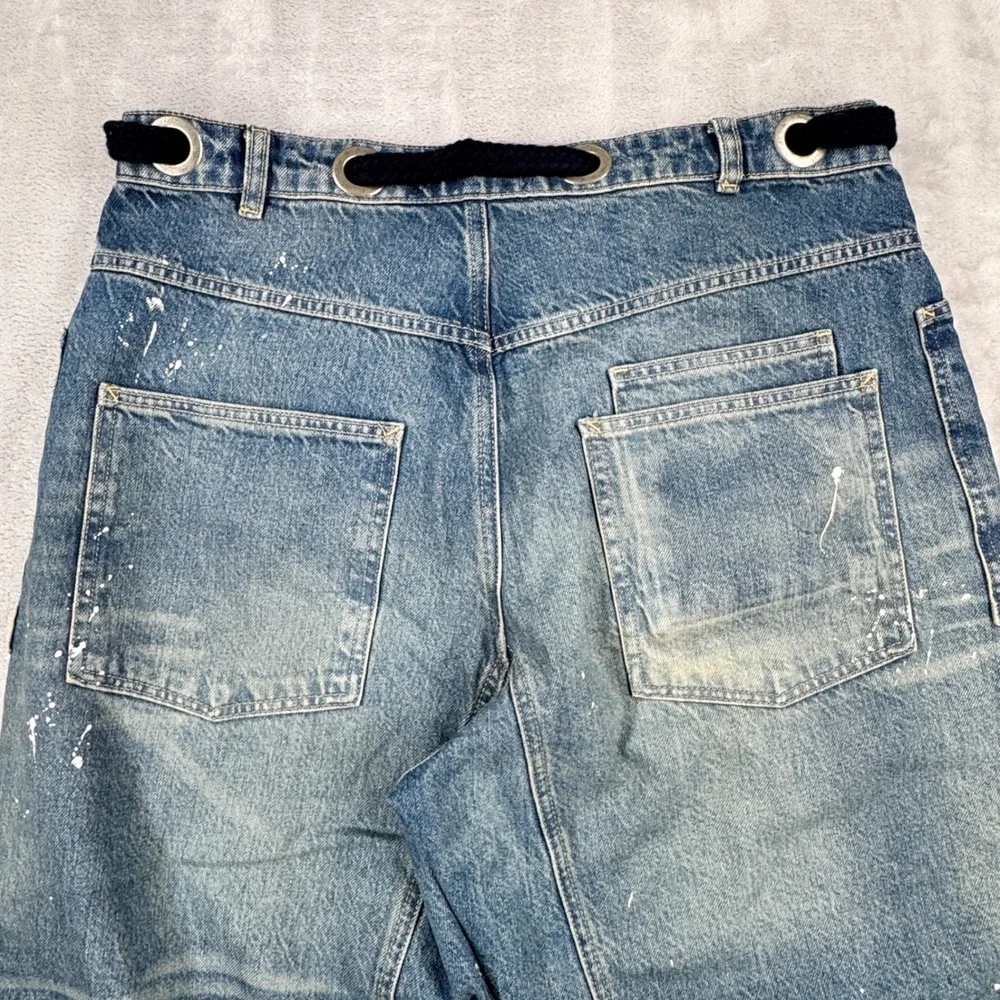 FREE PEOPLE We The Free  Moxie Barrel Jeans Womens 29 Wide Leg Paint Splatter